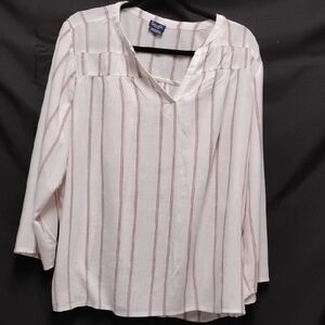 Splendid Ivory and Burgundy Striped Blouse